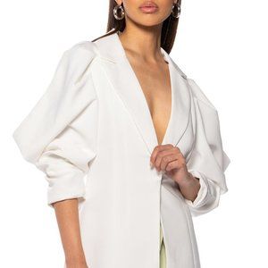 White Cold Shoulder Blazer